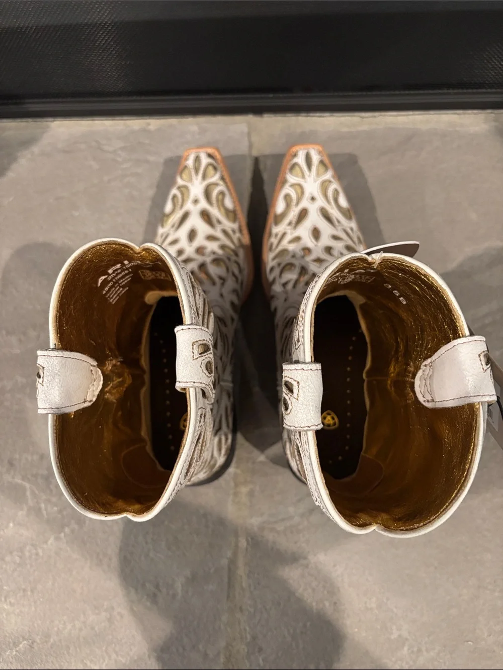 Ariat Valentina Classic Alabaster/Gold full grain leather,X toe,ATS,Western - Picture 4 of 13